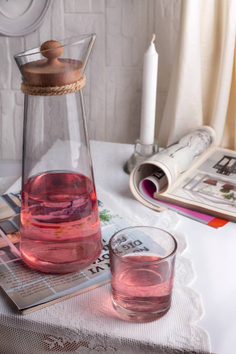 پارچ شیشه ای درب چوبی مدل کارا