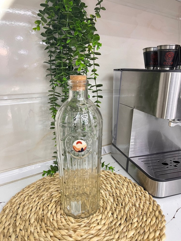 بطری آب شیشه ای درب چوب پنبه مدل آوان