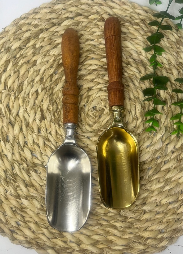 قاشق آجیل برنز دسته چوبی