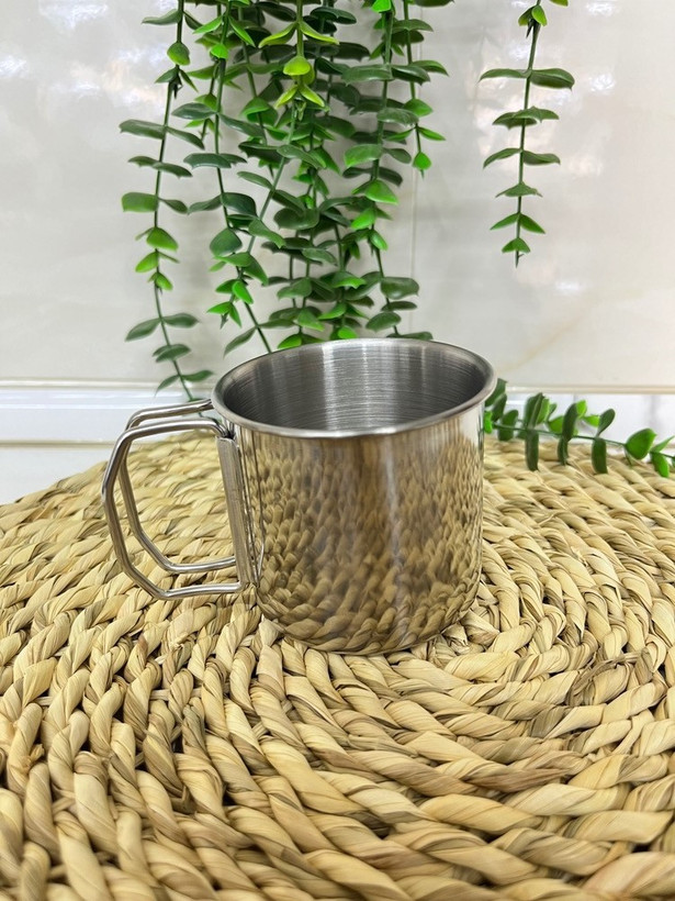 لیوان کمپی استیل دسته تاشو