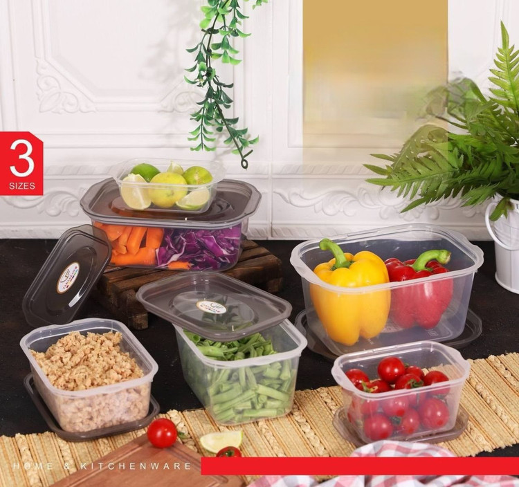 ظرف فریزری و مایکروفری سه سایز پلاستیکی مدل مینا