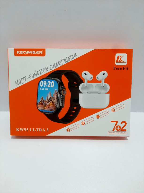 ساعت هوشمند KEQIWEAR مدل KW95 ULTRA 3 با ایرپاد و ۷ بند اضافه رنگی